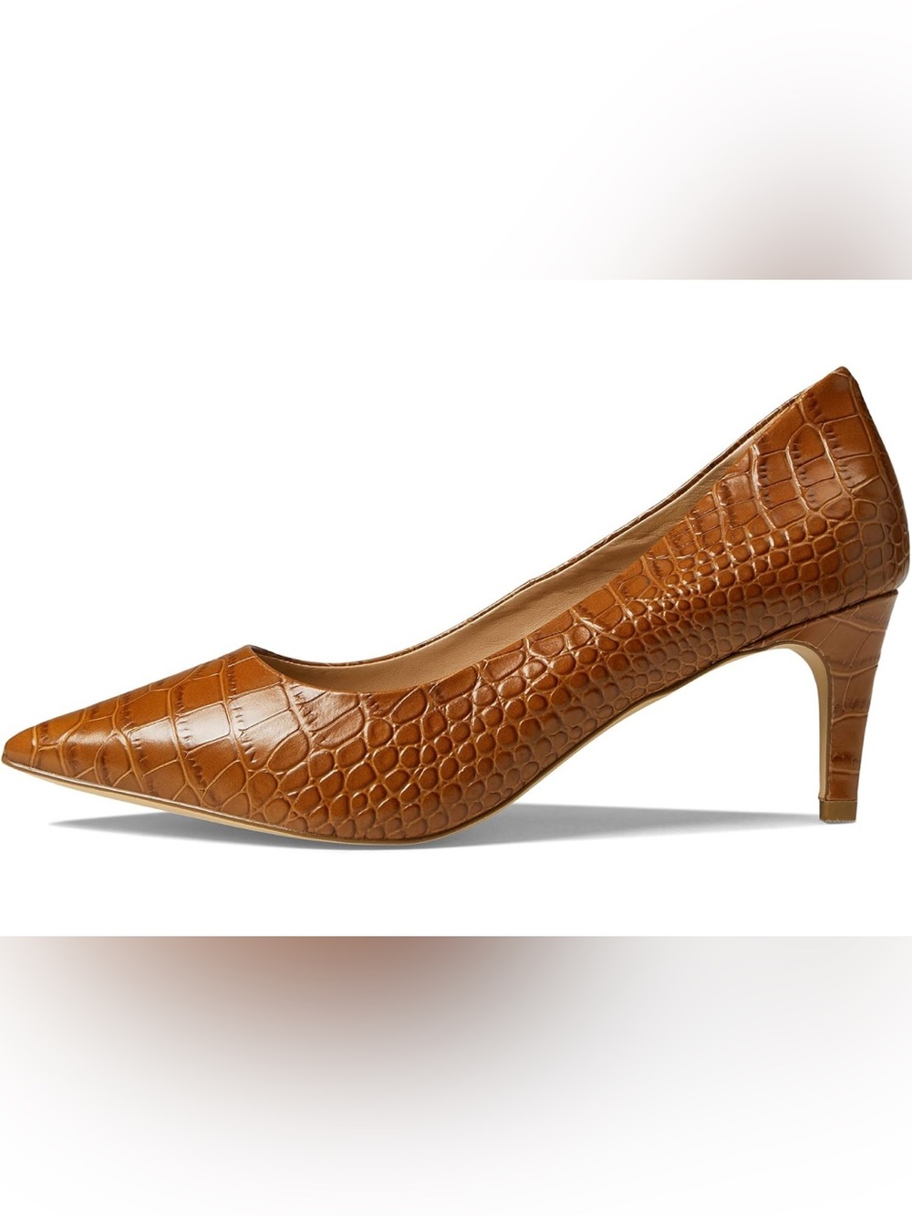Cole Haan Vandam Croc Embossed Leather Pump 8.5 Brown Grand 360